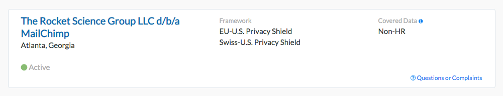 Privacy Shield Mailchimp Rocket Science